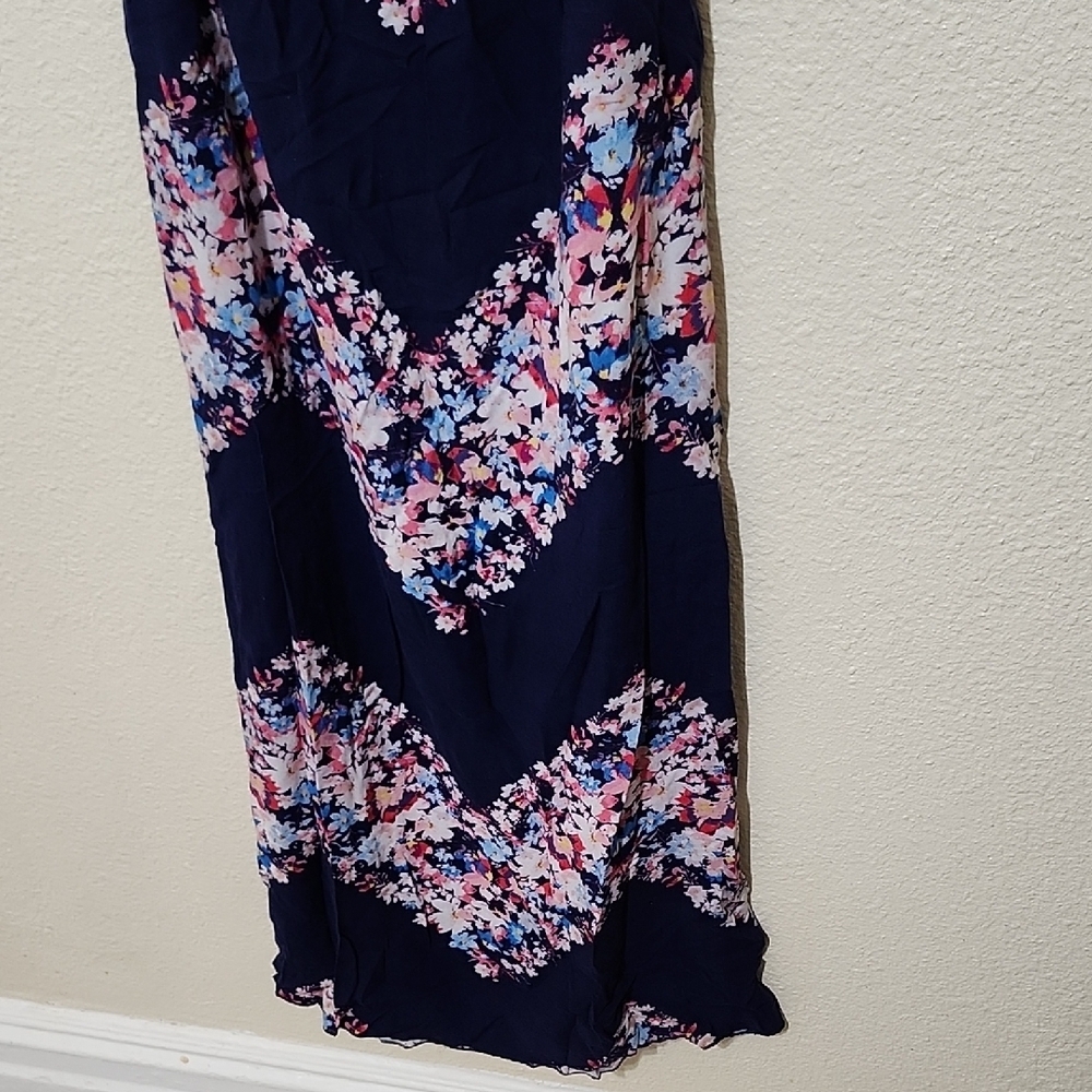 Deb Navy Blue and Pink Slip Dress Strapless Floral Dress - Picture 10 of 10